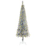 Vidaxl arbre de noël mince avec led argenté 150 cm