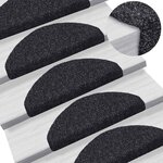 vidaXL Tapis d'escalier autocollants 30 pièces 65 x 21 x 4 cm Noir Demi-rond Grand