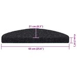vidaXL Tapis d'escalier autocollants 20 pièces 65 x 21 x 4 cm Noir Demi-rond Grand
