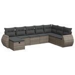 vidaXL Salon de jardin 8 Pièces avec coussins gris résine tressée