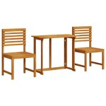 vidaXL Ensemble bistro de jardin 3 Pièces Marron Bois d'acacia massif