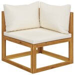 vidaXL Ensemble de canapés 2 Pièces et coussins blanc crème Acacia solide