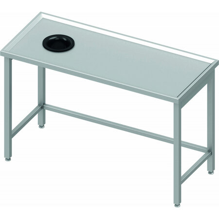 Table centrale inox avec trou vide-ordure à gauche - profondeur 600 - stalgast -  - inox1300x600 x600x900mm