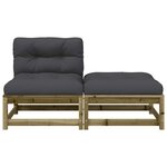 vidaXL Canapé de jardin sans accoudoirs avec coussins et repose-pieds