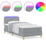 vidaXL Lit à sommier avec matelas & lumière LED gris clair 100x200 cm en tissu