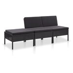 Salon de jardin meuble d'extérieur ensemble de mobilier 3 pièces avec coussins résine tressée noir 02_0016007