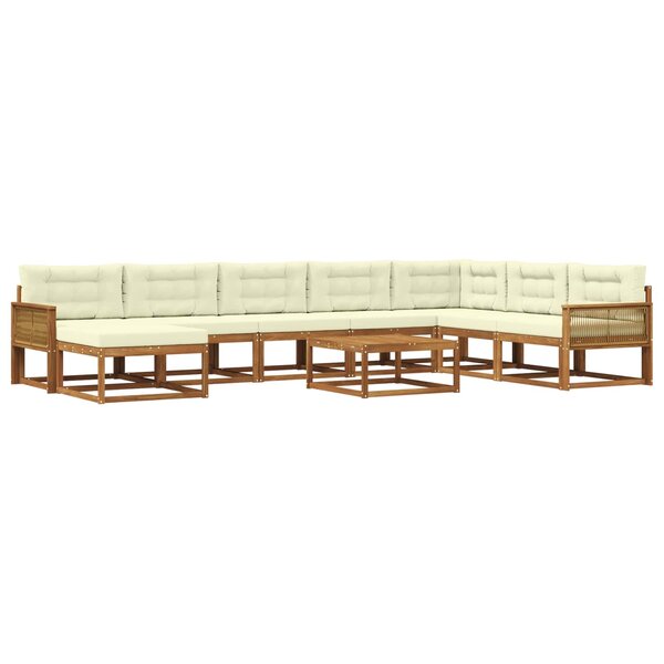 vidaXL Ensemble de canapés d'extérieur 9 Pièces Naturel et Crème