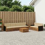 vidaXL Ensemble de canapés d'extérieur 7 Pièces Naturel et Beige