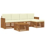 vidaXL Ensemble de canapés d'extérieur 6 Pièces Naturel et Crème