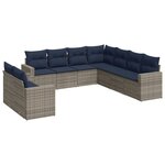 vidaXL Salon de jardin 9 Pièces avec coussins gris résine tressée