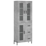 vidaXL Buffet haut Gris béton 69 5x34x180 cm Bois d'ingénierie