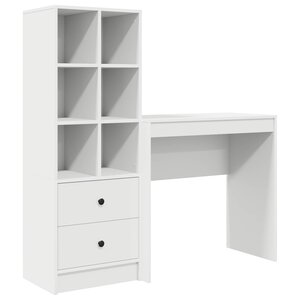 vidaXL Bureau avec tiroir avec étagère avec stockage 2 Pièces Blanc