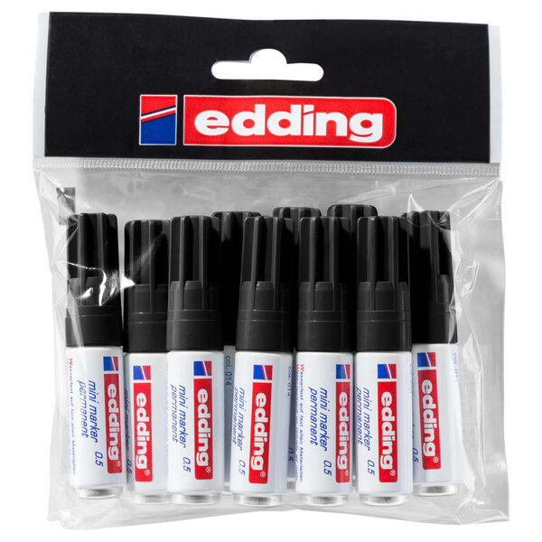 Edding marqueurs indélébiles 10 pièces noir mini 0 5
