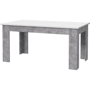 Table à manger 6-8 personnes - Blanc et béton clair - 160 x 90 x 75 cm