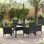 vidaXL Ensemble de salle à manger pour jardin 5 Pièces Noir Poly rotin