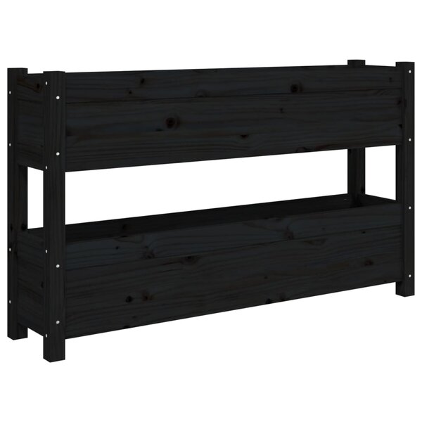 vidaXL Jardinière Noir 112x25x66 cm Bois massif de pin