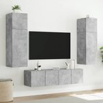 vidaXL Meubles TV muraux et lumières LED 2Pièces gris béton 80x35x31 cm