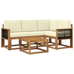 vidaXL Ensemble de canapés d'extérieur 5 pc Naturel et Crème Polyester