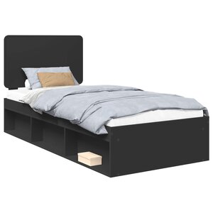 vidaXL Cadre de lit Noir 100 x 200 cm Bois de pin massif