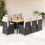 vidaXL Ensemble à manger de jardin 9Pièces coussins noir résine tressée