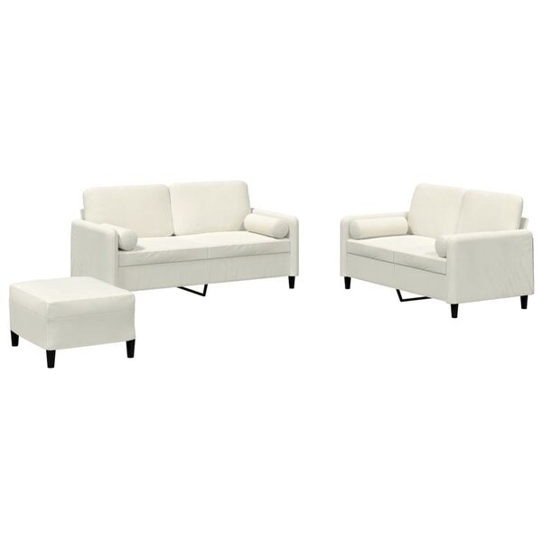 vidaXL Ensemble de canapés 3 Pièces avec coussins crème velours