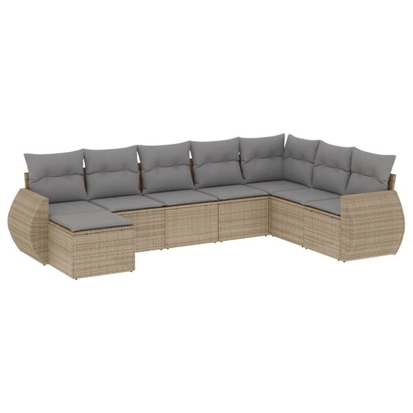 vidaXL Salon de jardin avec coussins 8 Pièces beige résine tressée