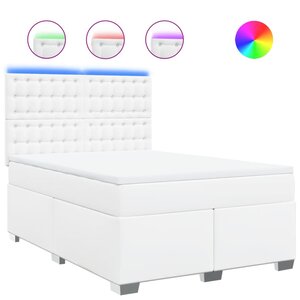 vidaXL Sommier à lattes de lit avec matelas Blanc 140x200cm Similicuir