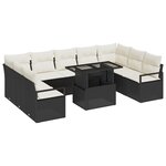 vidaXL Ensemble de canapé de jardin 10 pièces avec coussins Rattan poly noir