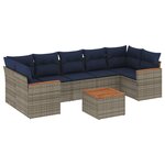 vidaXL Salon de jardin 8 Pièces avec coussins gris résine tressée