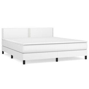 vidaXL Sommier à lattes de lit avec matelas Blanc 180x200cm Similicuir