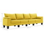 vidaXL Canapé à 4 places Jaune Tissu