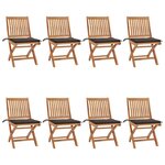 vidaXL Chaises pliables de jardin avec coussins lot de 8 Teck solide