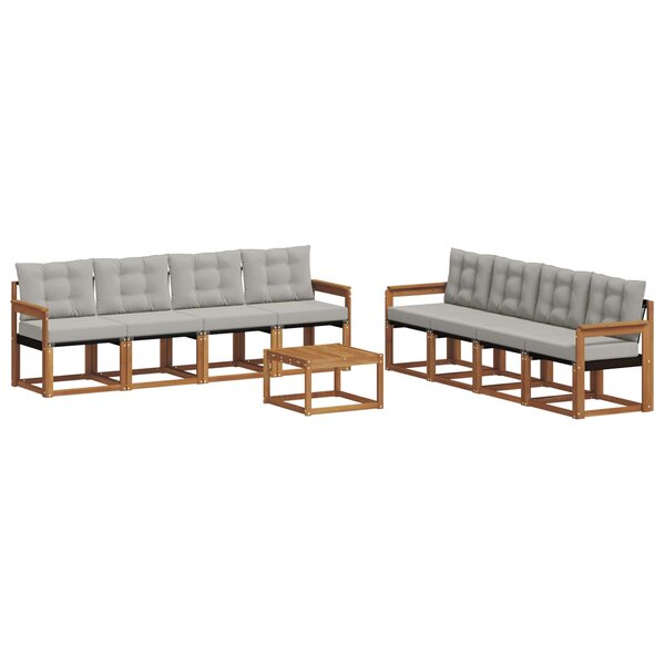 vidaXL Ensemble de canapés d'extérieur 9 Pièces Gris Naturel et Clair
