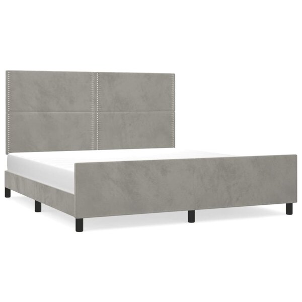 vidaXL Cadre de lit avec tête de lit Gris clair 160x200 cm Velours