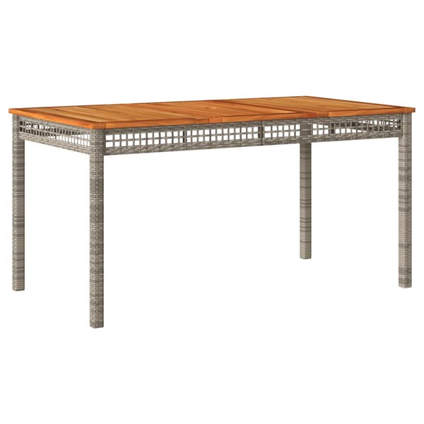 vidaXL Table de jardin gris 140x80x75 cm résine tressée et bois acacia