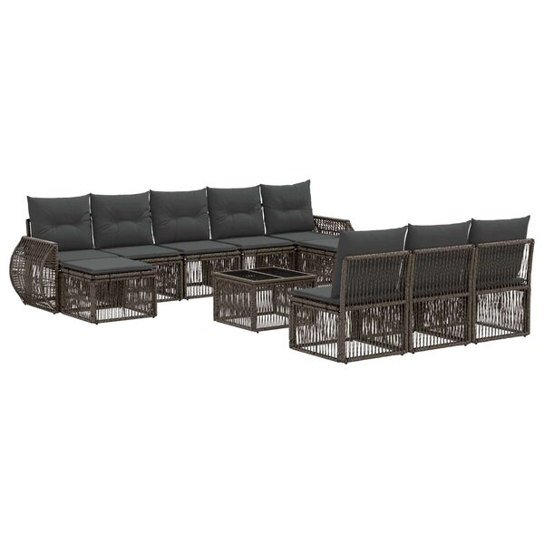 vidaXL Ensemble de canapé de jardin 11 Pièces Gris et Gris foncé