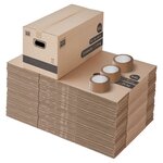 Pack and Move - Lot 60 cartons déménagement stockage standard - 60 x 30 x 30 cm - Poignées renforcées - 3 adhésifs offerts