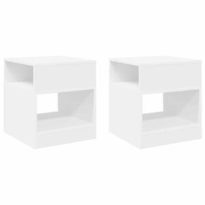 vidaXL Table d'appoint 2 Pièces Blanc 40 5 x 40 x 45 cm Bois d'ingénierie