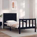vidaXL Cadre de lit avec tête de lit noir petit simple bois massif