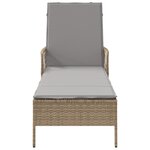 vidaXL Chaise longue Beige et gris clair Rattan PE 157 x 55 x 92 cm