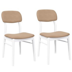 vidaXL Chaises à manger coussins 2 Pièces blanc bois massif caoutchouc