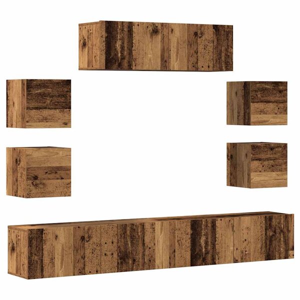 vidaXL Ensemble de meuble TV mural 7 Pièces vieux bois bois d'ingénierie