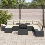vidaXL Ensemble de canapé de jardin 9 Pièces Noir et Crème polyrotin