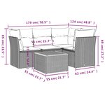 vidaXL Salon de jardin 5 Pièces avec coussins gris résine tressée
