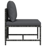 vidaXL Canapé central sectionnel avec coussins Gris Résine tressée