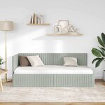 vidaXL Cadre de lit d'angle Gris clair 90 x 190 cm Velours
