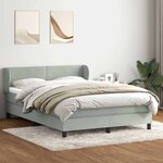 vidaXL Sommier à lattes de lit et matelas gris clair 160x220cm velours