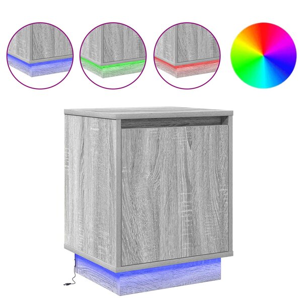 vidaXL Cabinet de chevet Gris 39 x 34 5 x 50 cm Bois d'ingénierie