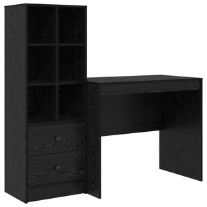 vidaXL Bureau avec tiroir avec étagère avec stockage 2 Pièces Chêne noir