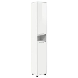 vidaXL Cabinet de salle de bain Blanc brillant 30 5 x 30 x 195 cm